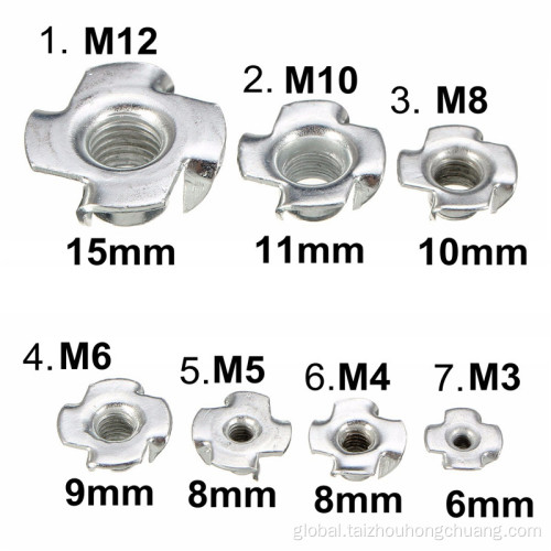 Screw Nuts Fasteners at HCH Hardware Stainless Steel Four Claw Tee Nut Manufactory